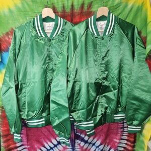 2 Piece Green 70's Auburn Satin Bomber Jackets NWOT Made In Usa